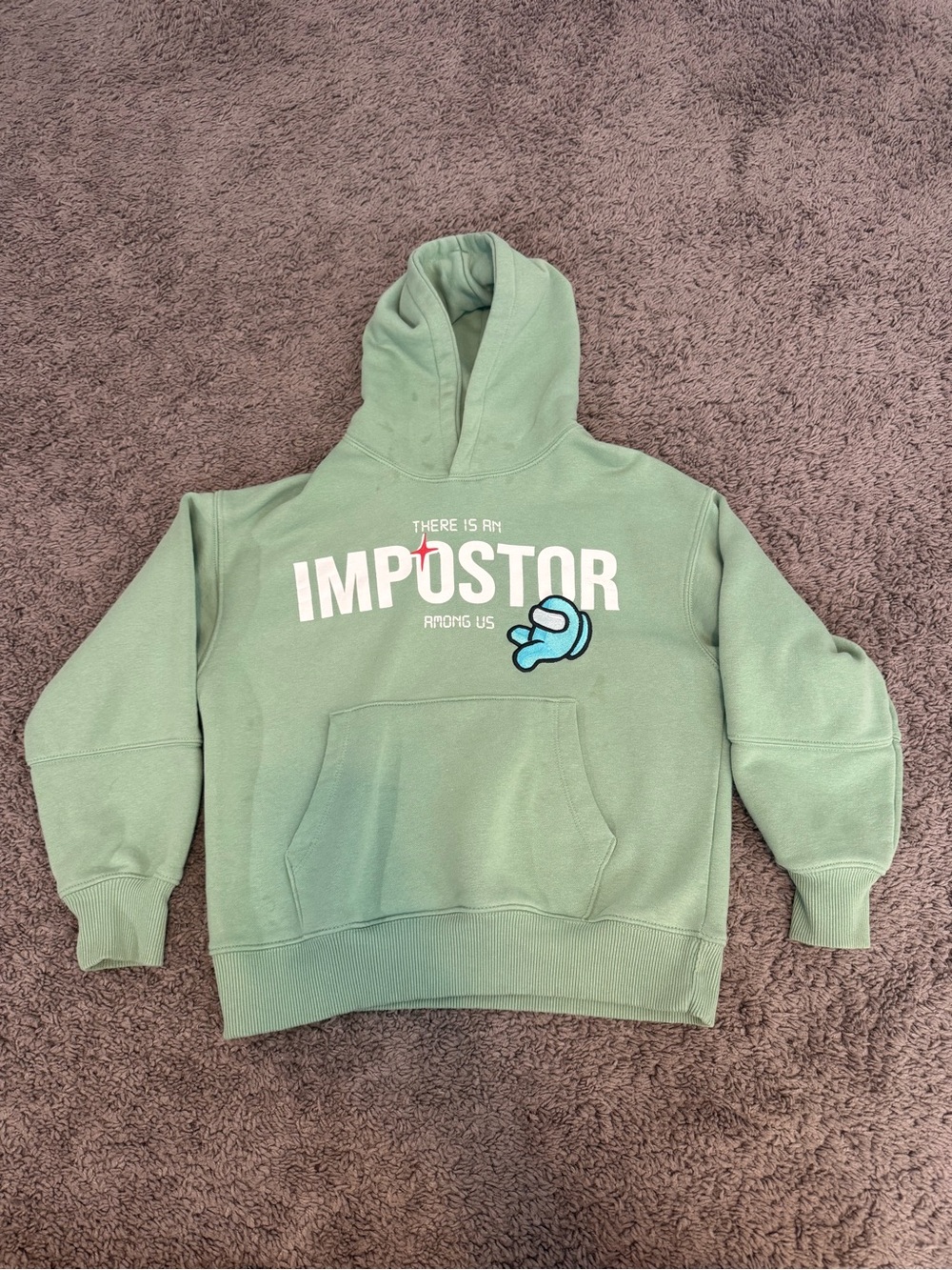 Zara Light Green "Impostor Among Us" Hoodie SZ 9-10
